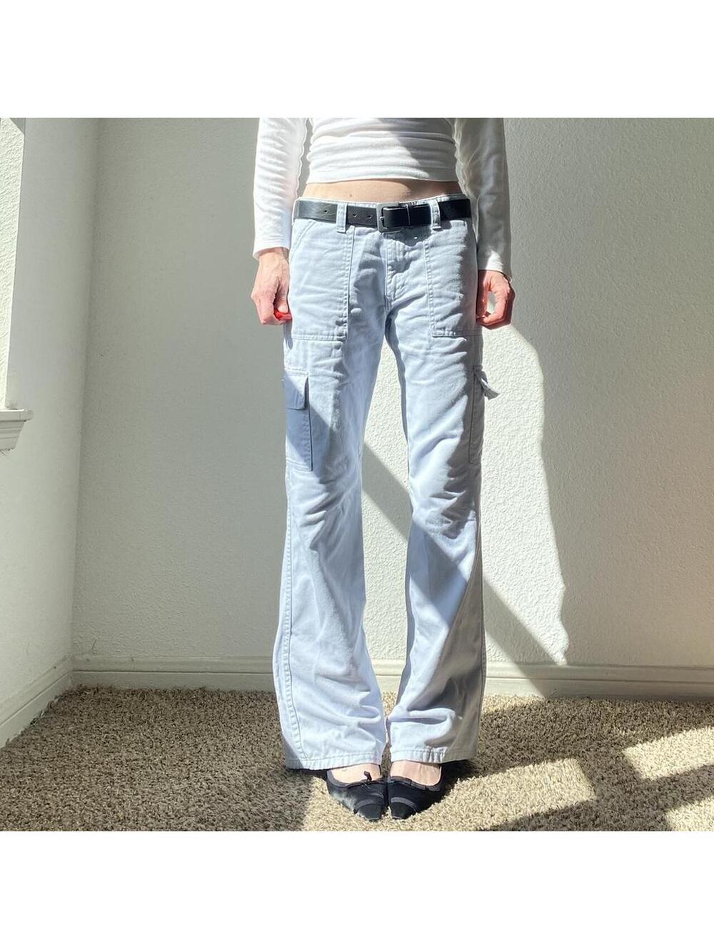 Jordache Low rise light blue bootcut relaxed fit cargo pants